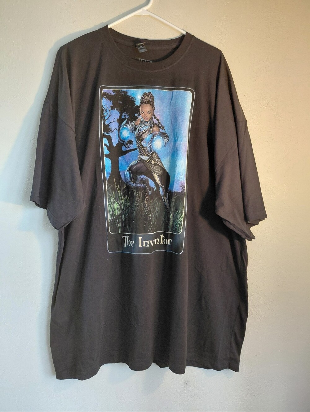 Marvel Black Short Sleeve Tee with Blue Graphic 'The Inventor' Sz 4XL